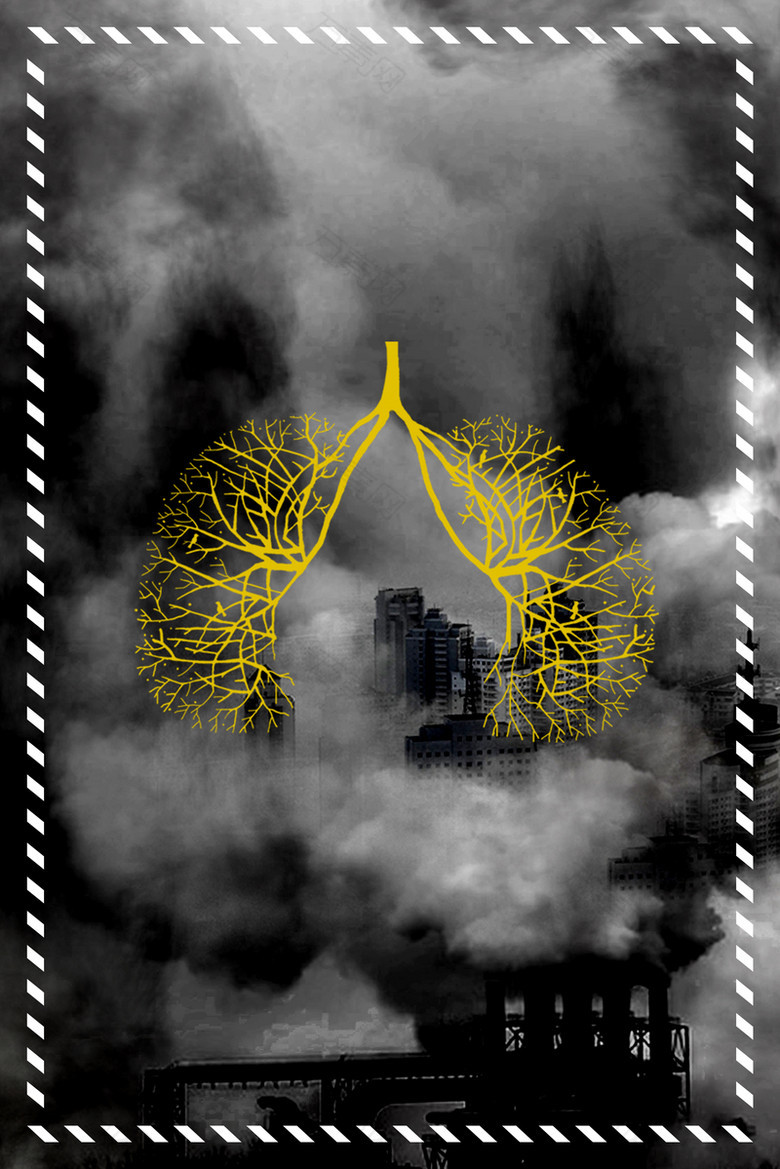 黑色简洁雾霾保护环境海报