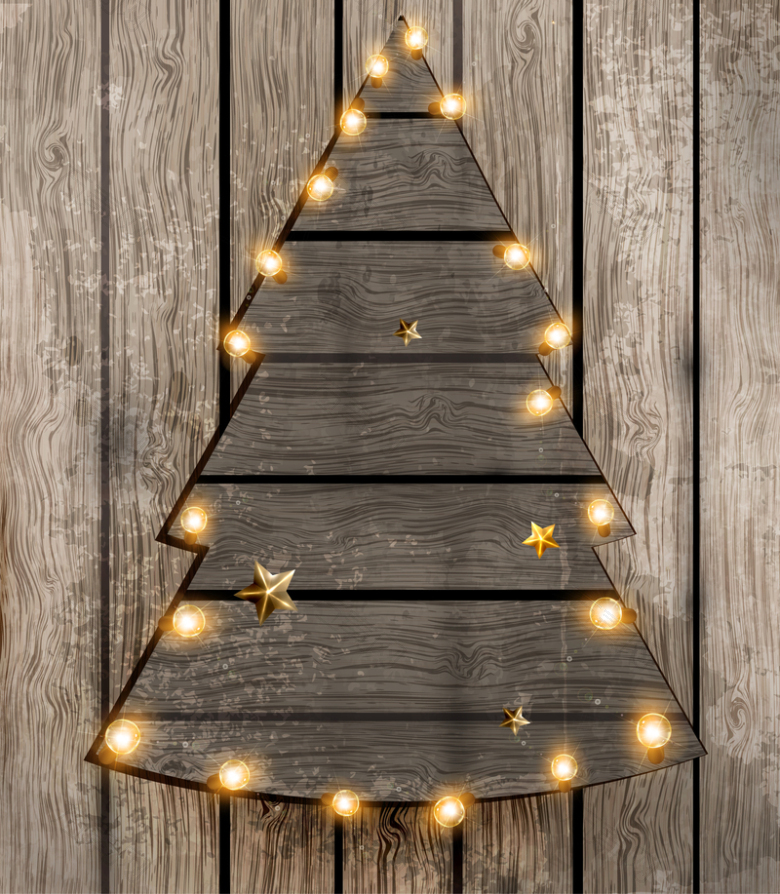 木纹灯泡圣诞树