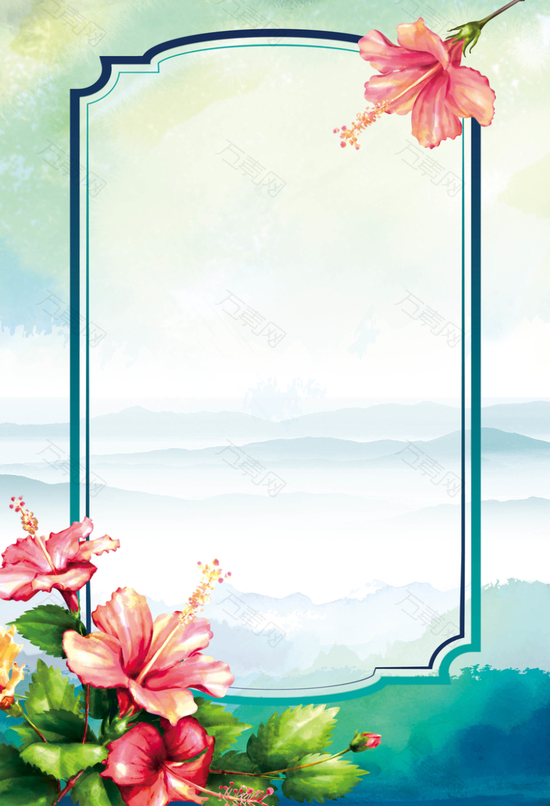 水墨花卉海报背景素材