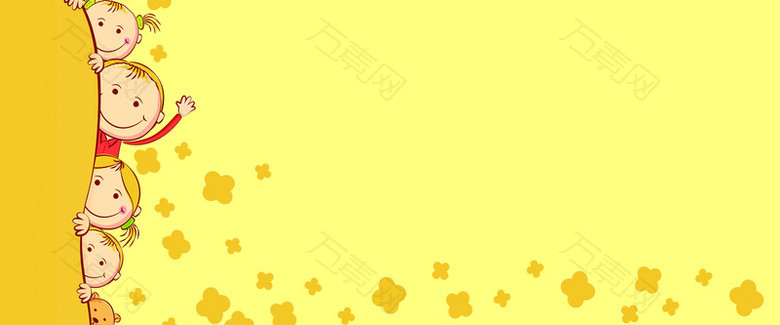 儿童节卡通黄色海报banner背景