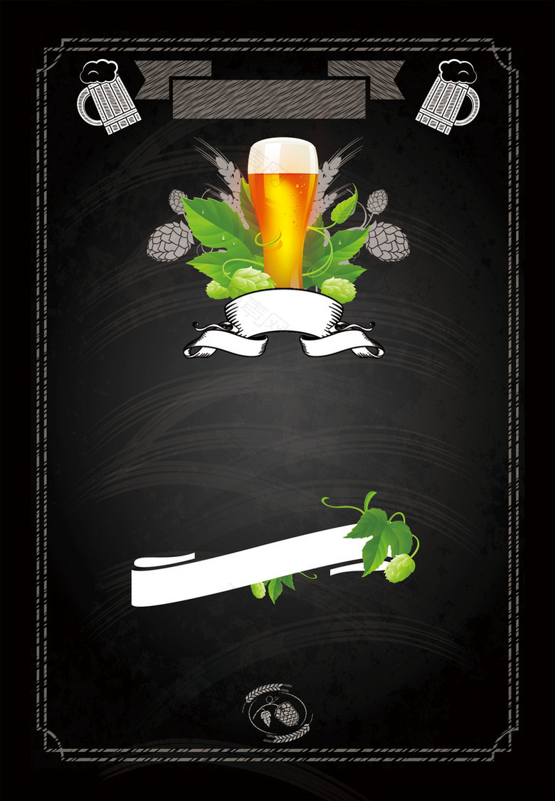 黑色啤酒美食海报背景