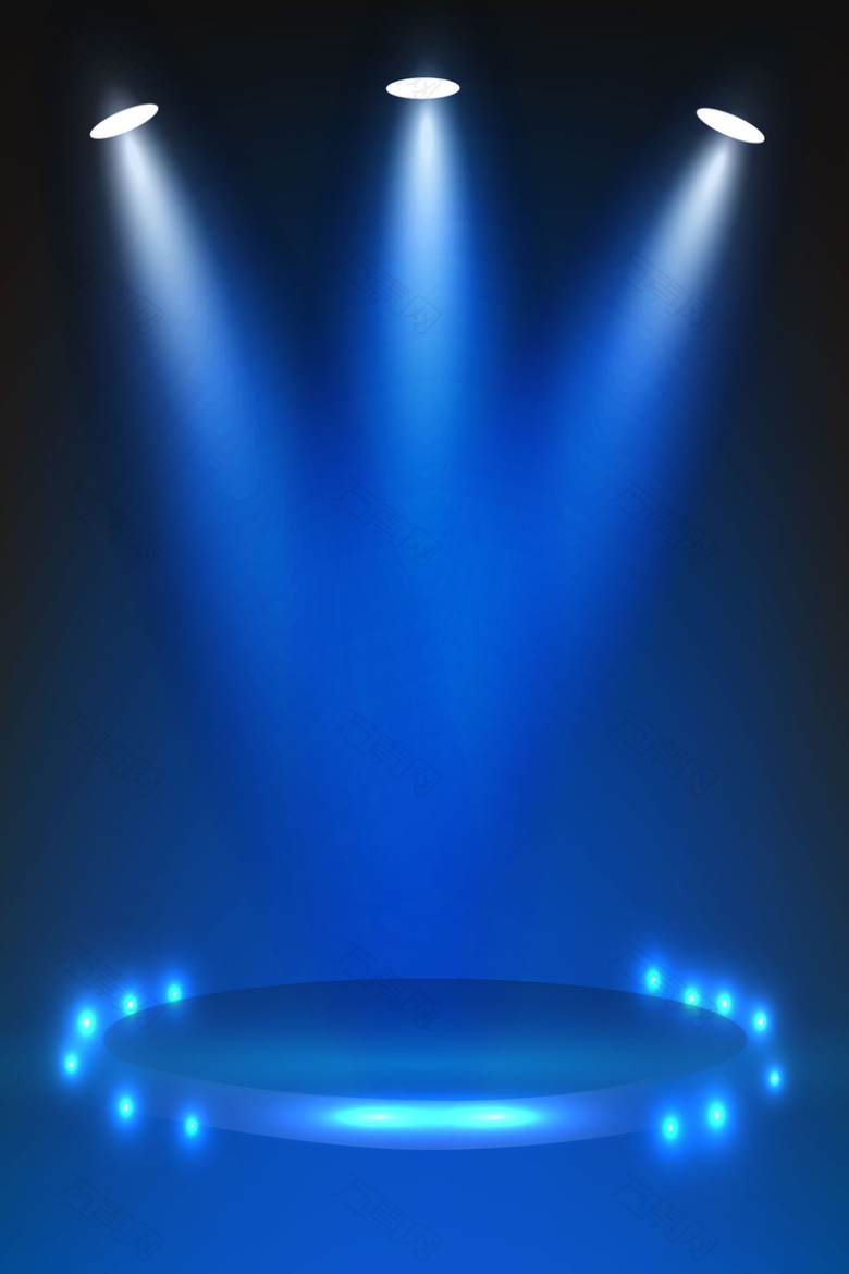 矢量蓝色炫彩节日会议舞台光束背景