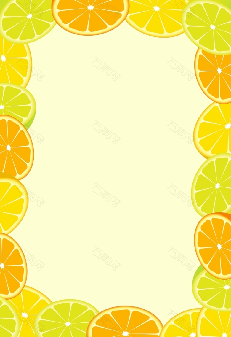 矢量清新水果橙子柠檬背景