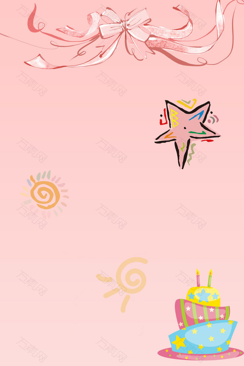 卡通蛋糕西点食品粉色蝴蝶结海报