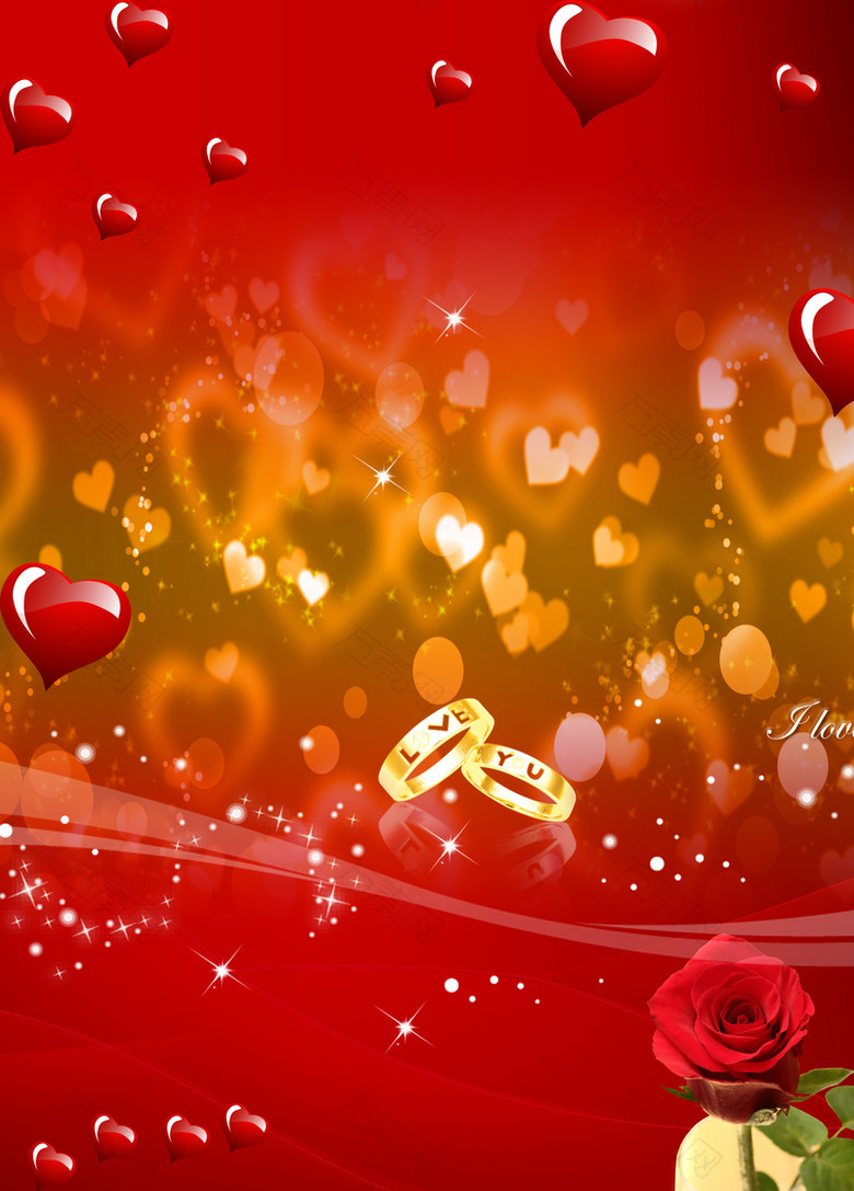 红色爱情誓言玫瑰海报背景素材