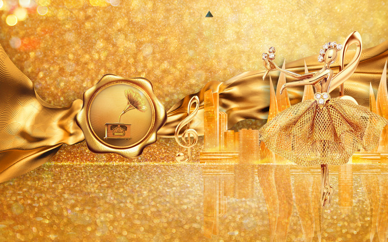 金黄色大气创意奢华地产海报背景素材