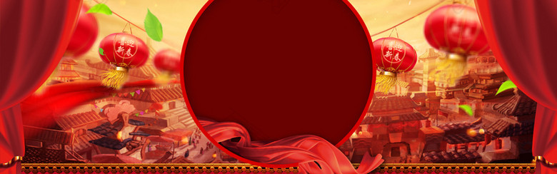 新年春节中国风红色电商海报背景