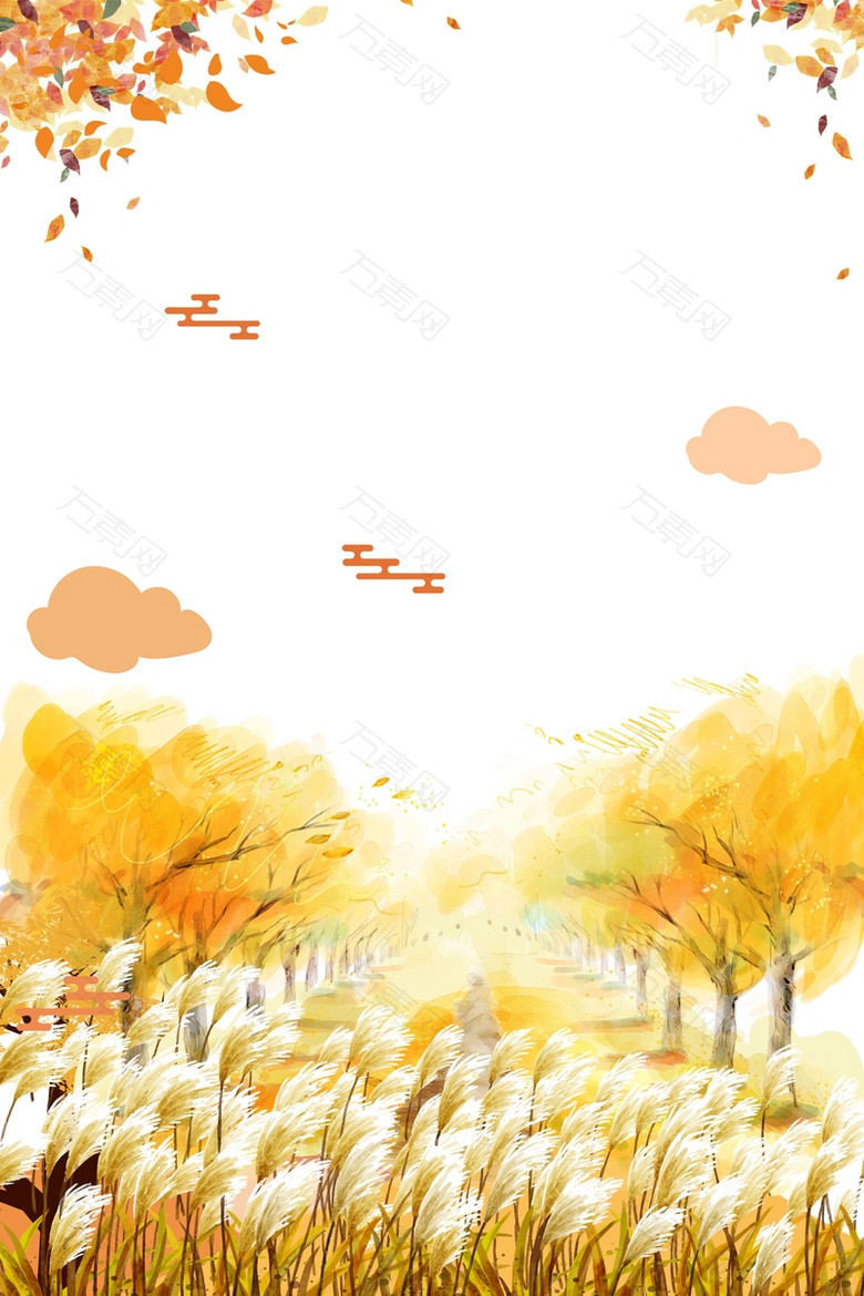 手绘秋景森林海报