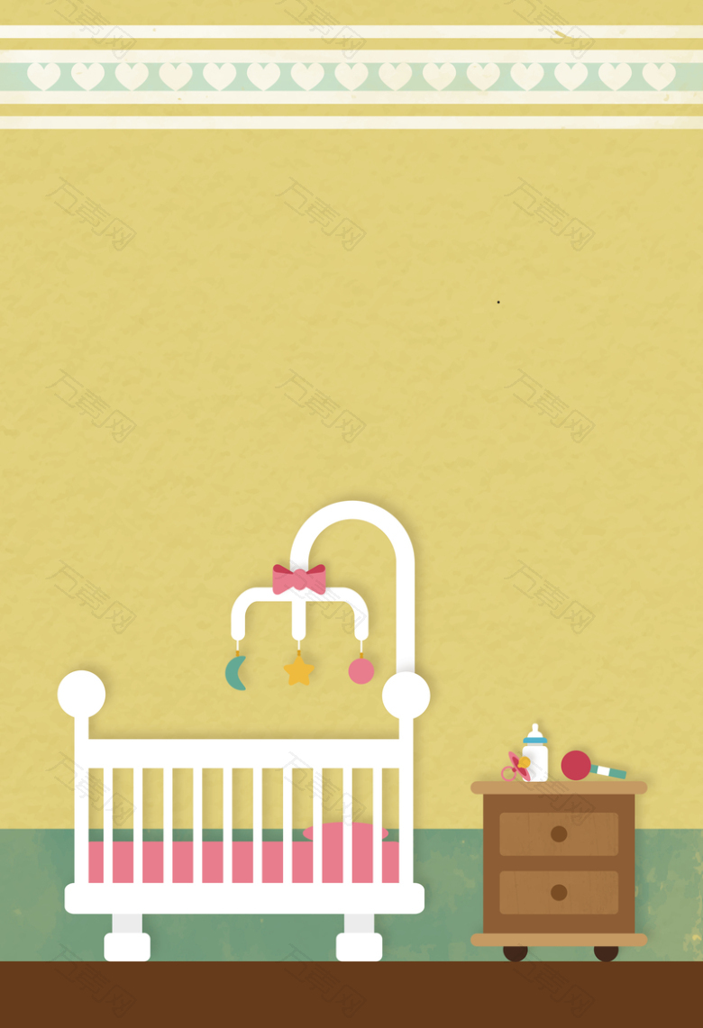 可爱婴儿房室内设计海报背景素材