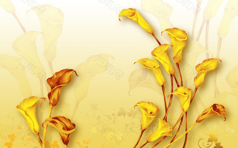 黄色花朵纹理背景图设计
