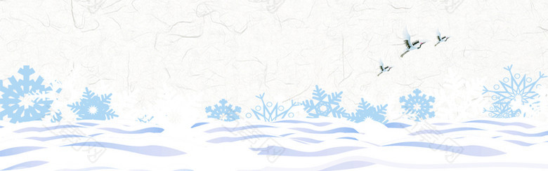 冬季白色蓝色质感手绘平面banner