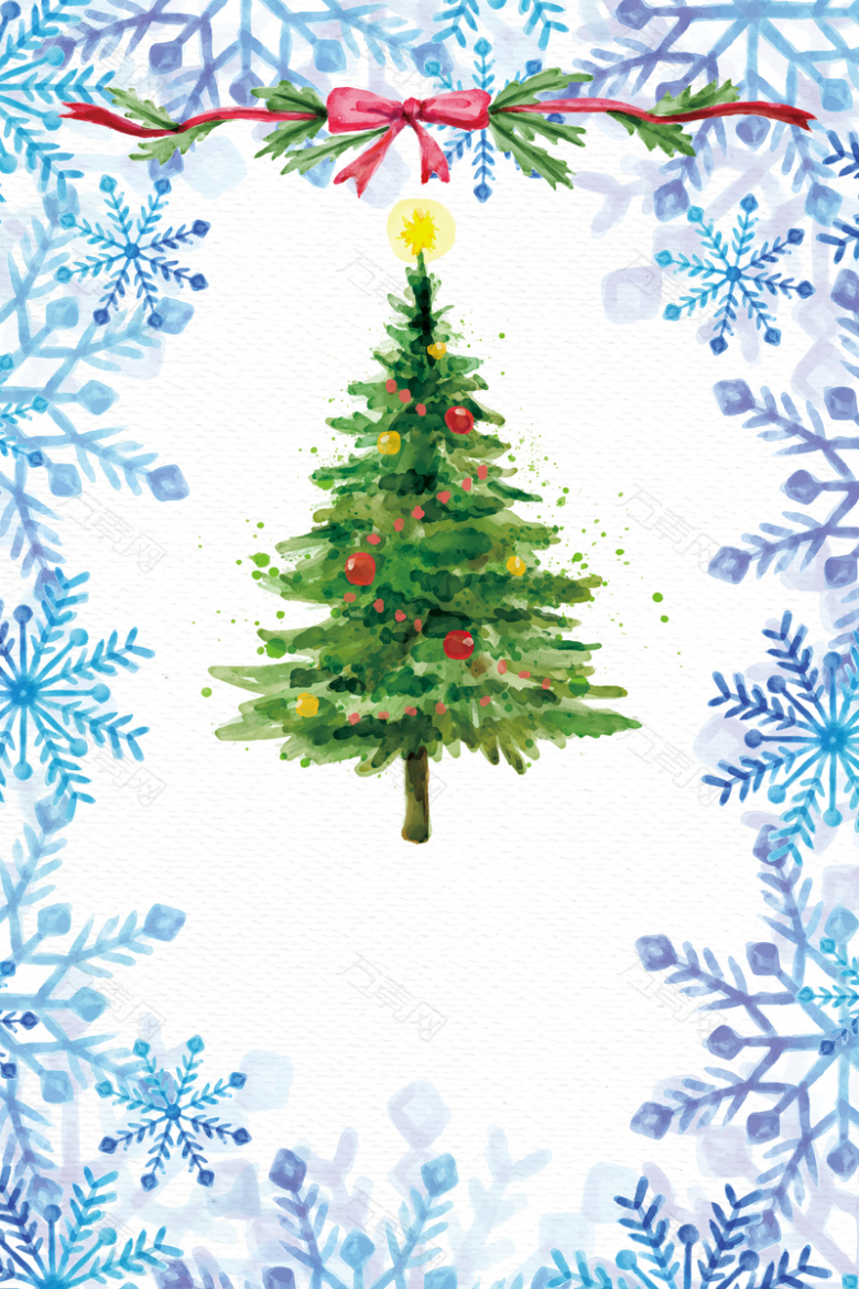 圣诞树手绘图案海报