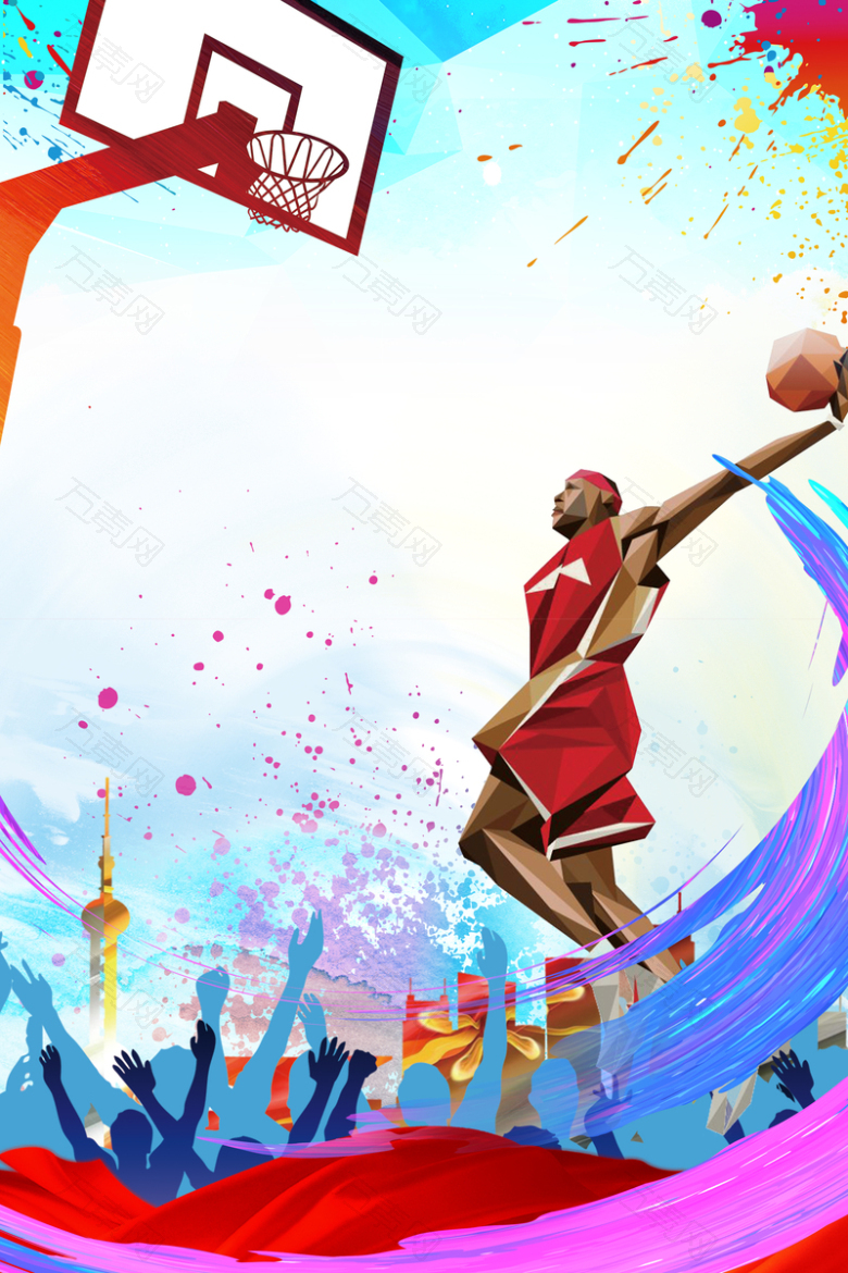 几何体育篮球海报背景素材