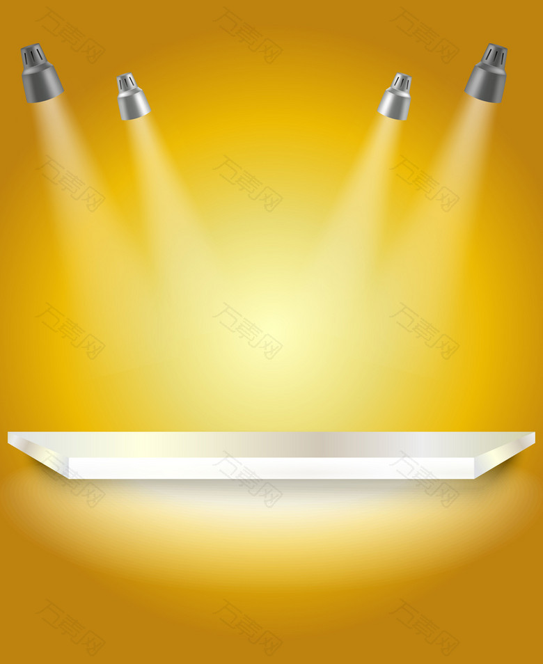 四只聚光灯照射下产品展示平台背景