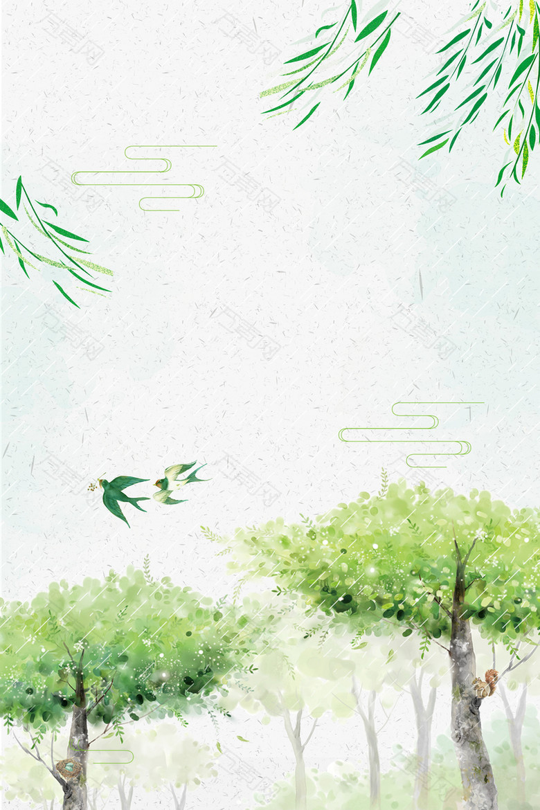 2018绿色手绘春节海报