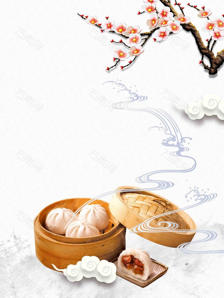 美食之舌尖上的广州早茶海报背景模板