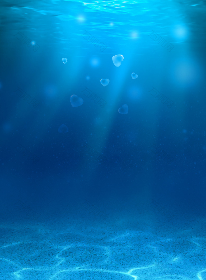 蓝色海底水下海水背景素材