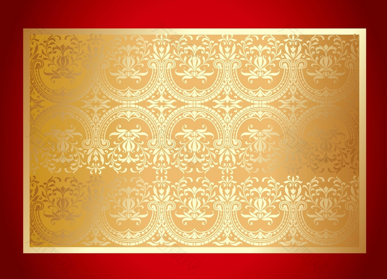 矢量中国风金色传统花纹背景素材