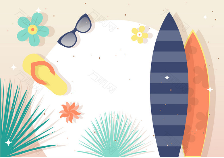 可爱儿童风格夏日海岛旅游海报矢量背景素材