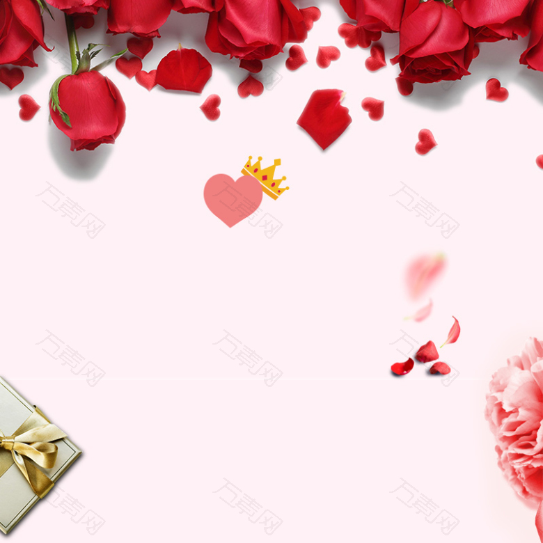 红玫瑰粉色浪漫PSD分层主图背景素材