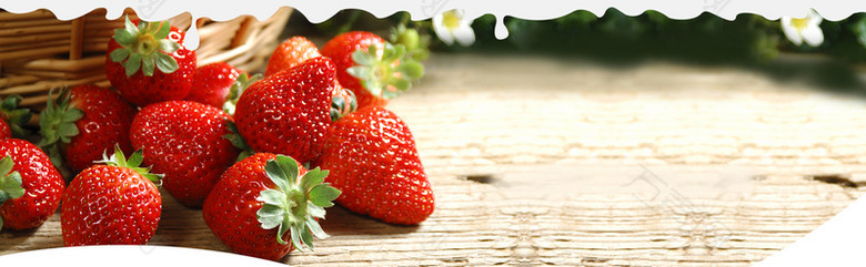 草莓清新红色海报背景