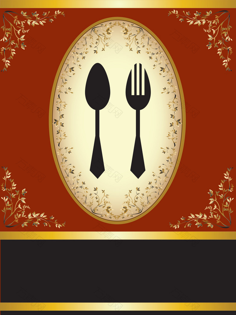 红色花纹欧式高级餐厅菜谱矢量背景素材