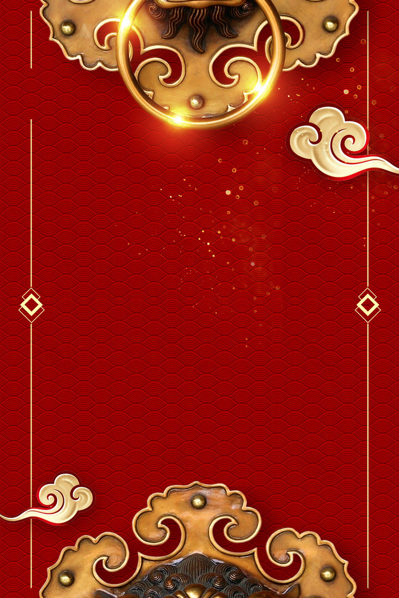 新年开门大吉传统红色背景