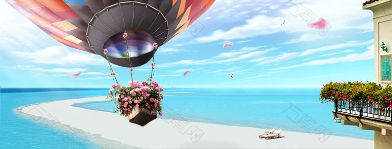 浪漫热气球海报背景