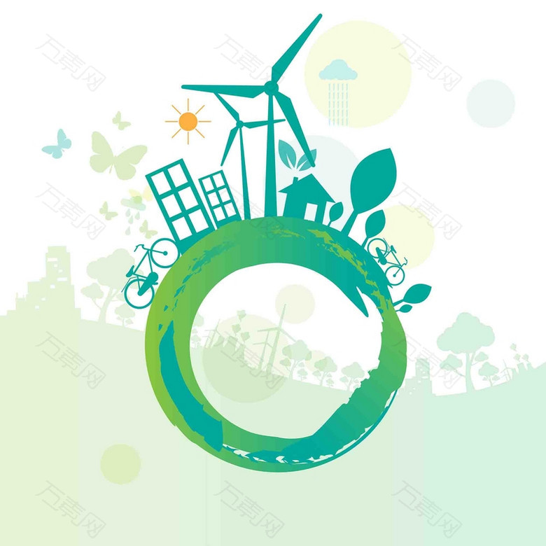 公益环保绿色拯救地球建筑风力发电海报背景