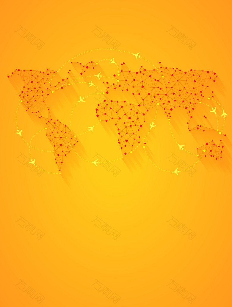 矢量橙色立体世界地图商业背景