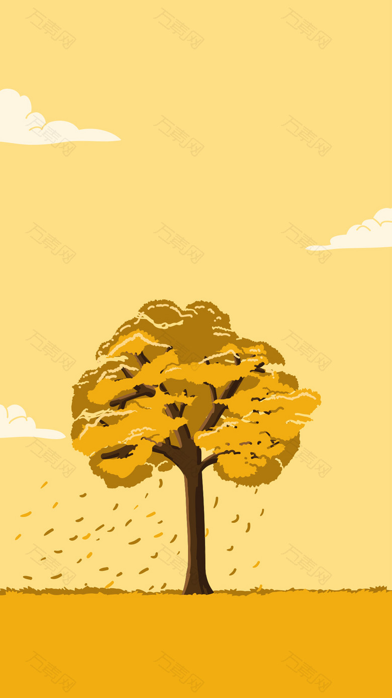秋季自然卡通h5背景树冬夏自然