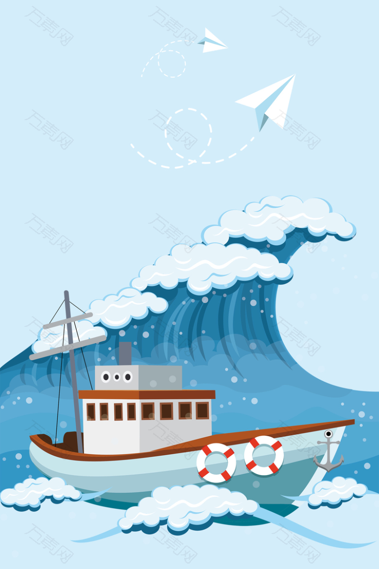 航行的大帆船背景海报