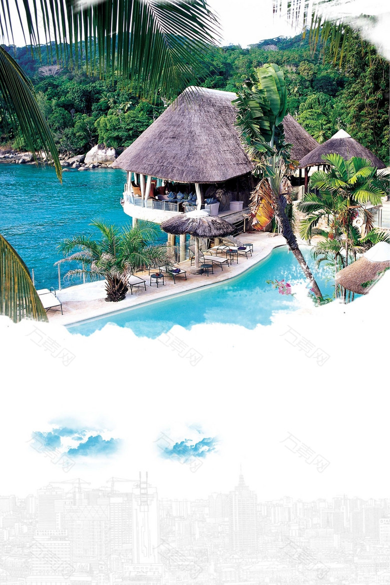 浪漫巴厘海岛度假旅游海报背景模板