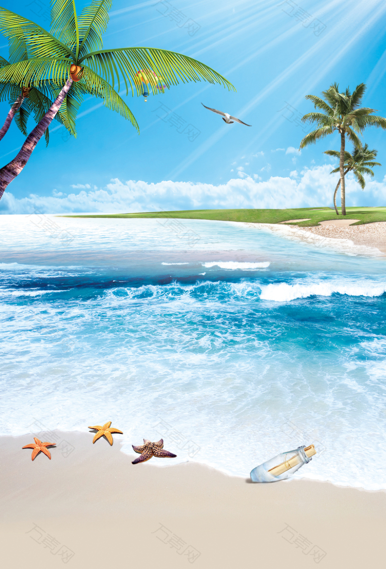 夏日海滩海报背景