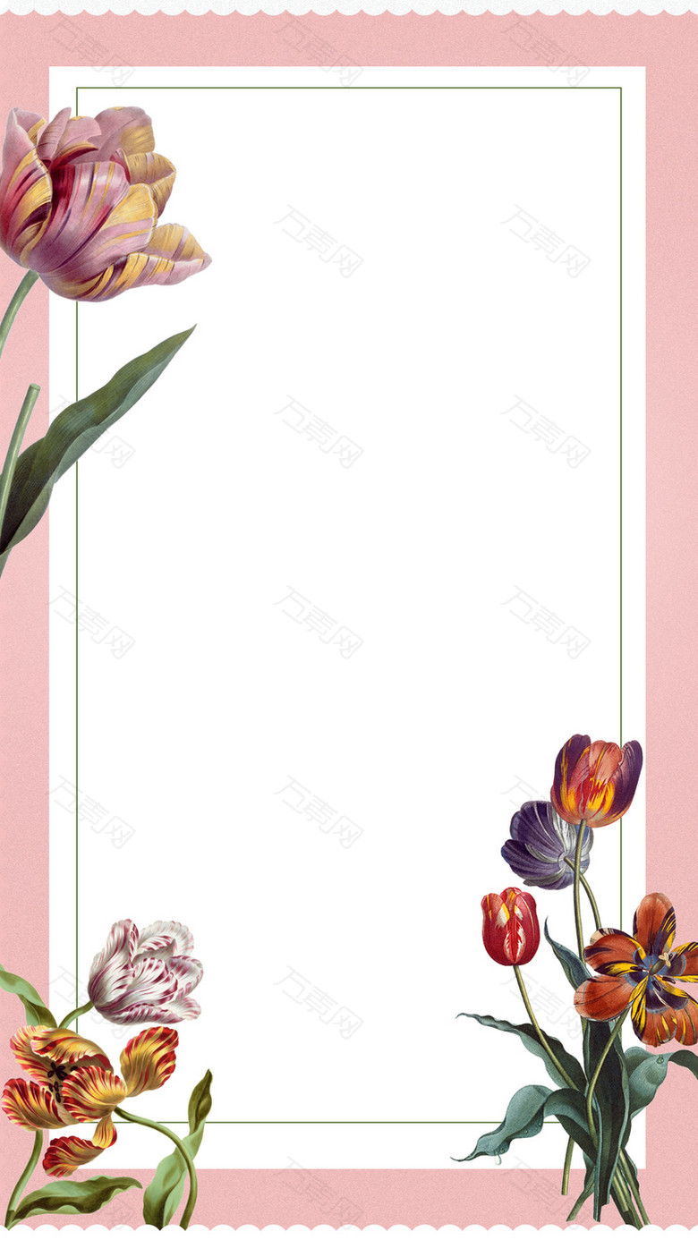 粉色花卉妇女节促销H5背景素材