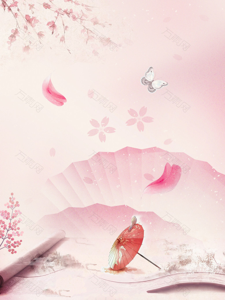 粉色樱花梦幻海报背景