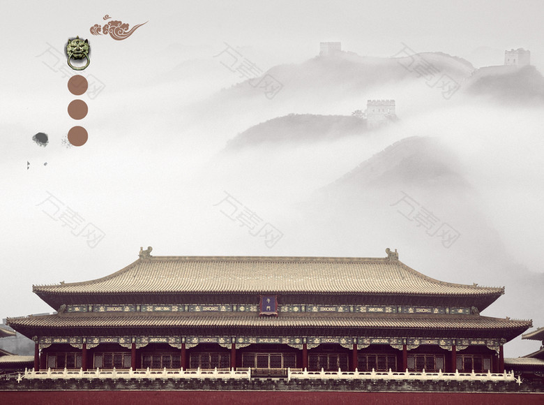 中国风古建筑屋檐文化背景素材
