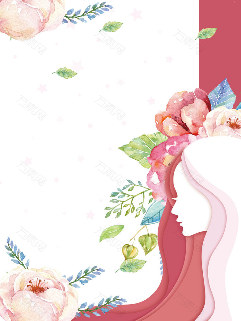 手绘花朵女神节主题背景