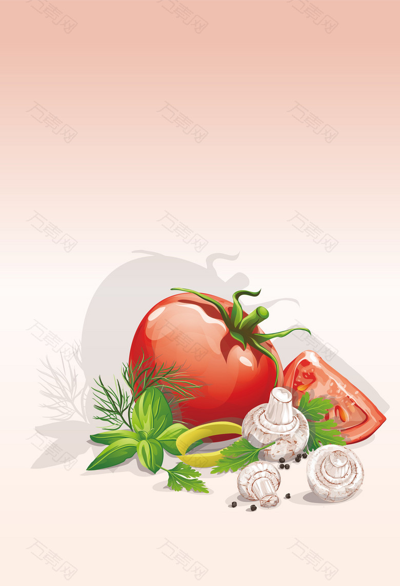 红色渐变水彩西红柿番茄海报背景素材