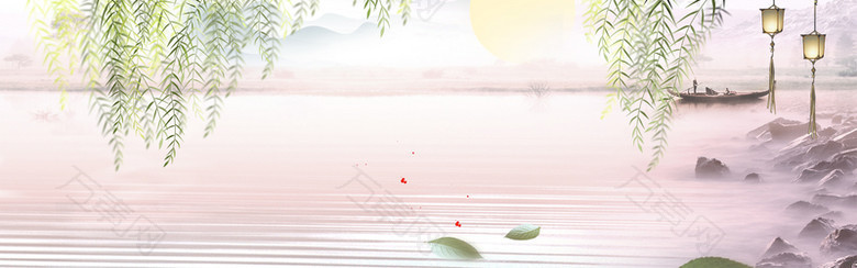 粉色中国风中秋节背景
