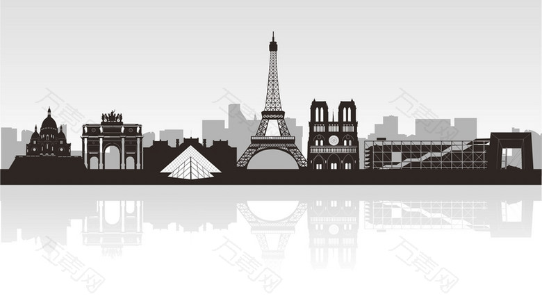 巴黎剪影建筑背景模板