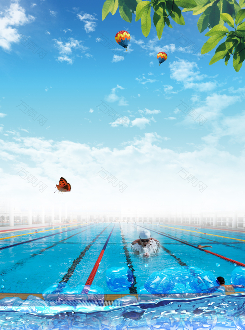 游泳馆盛大开业海报背景素材