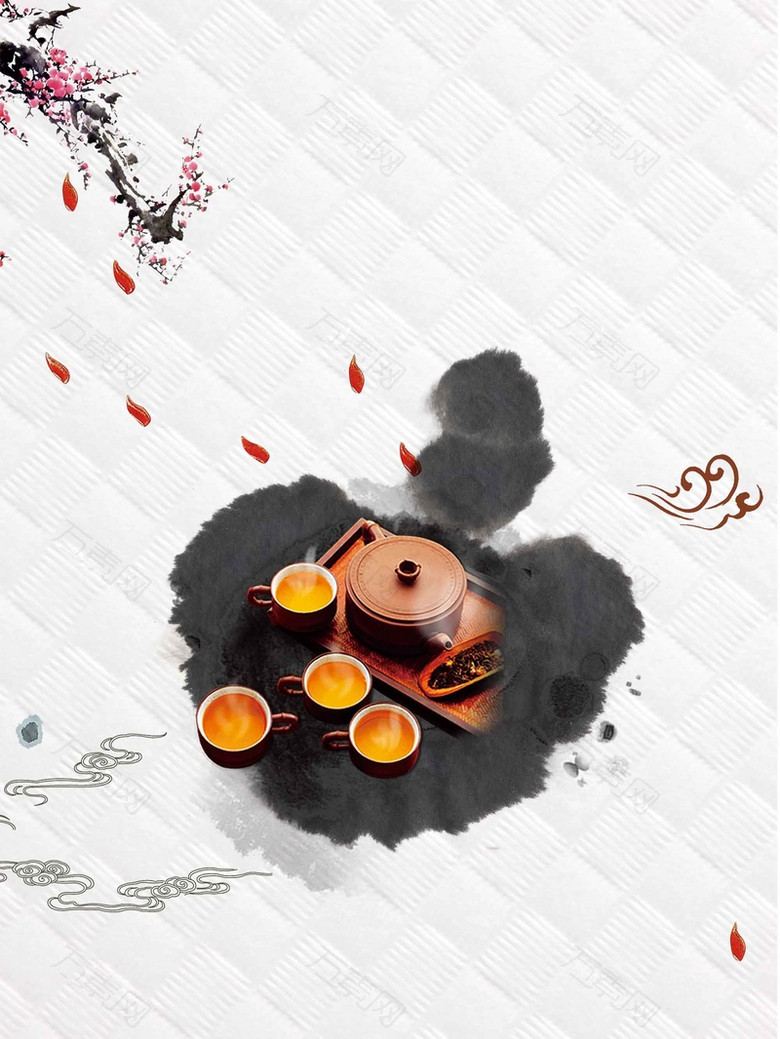 中国风传统茶文化海报背景模板