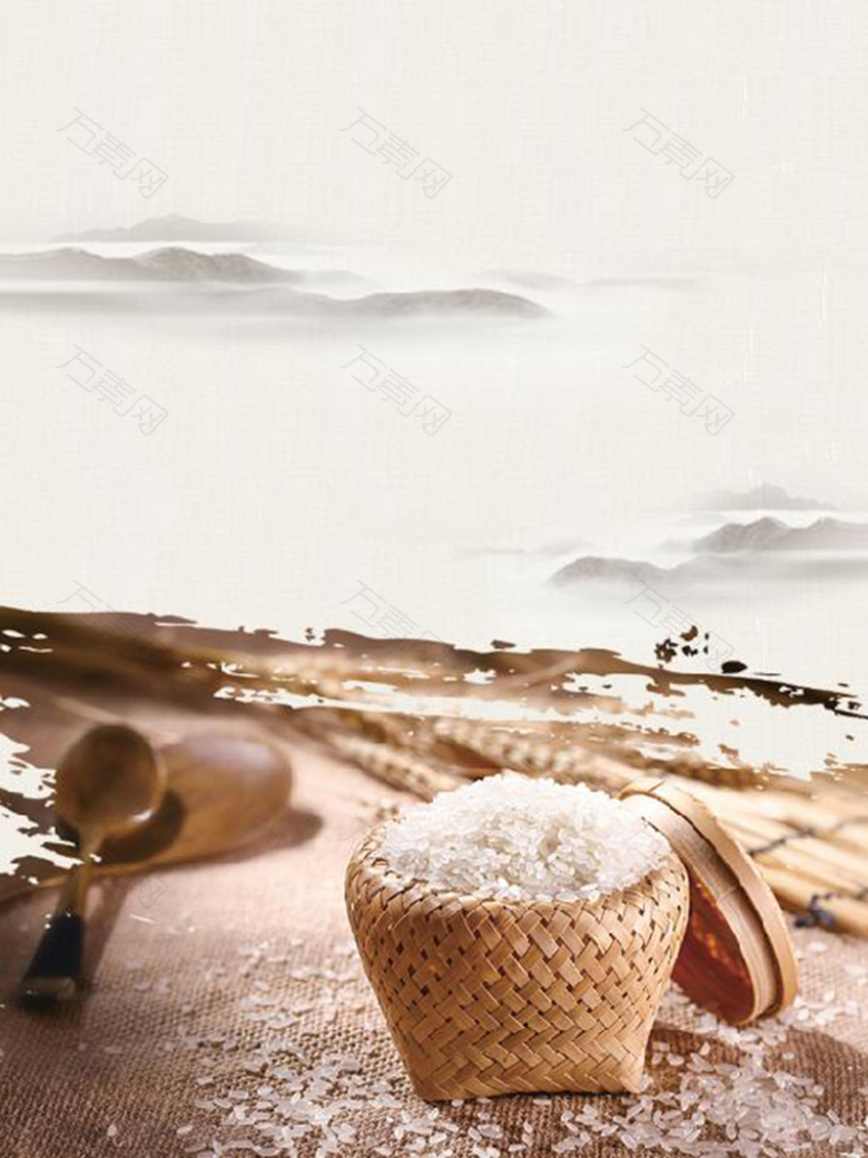 中式复古水稻大米海报背景素材