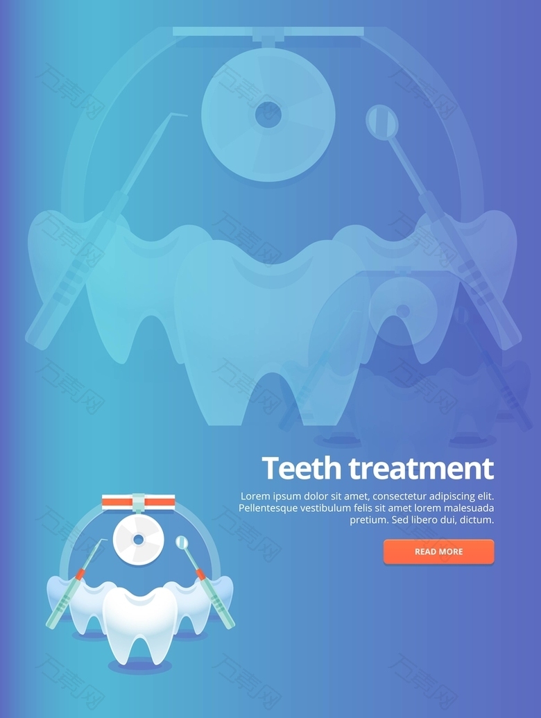 矢量扁平化牙齿医疗科技背景