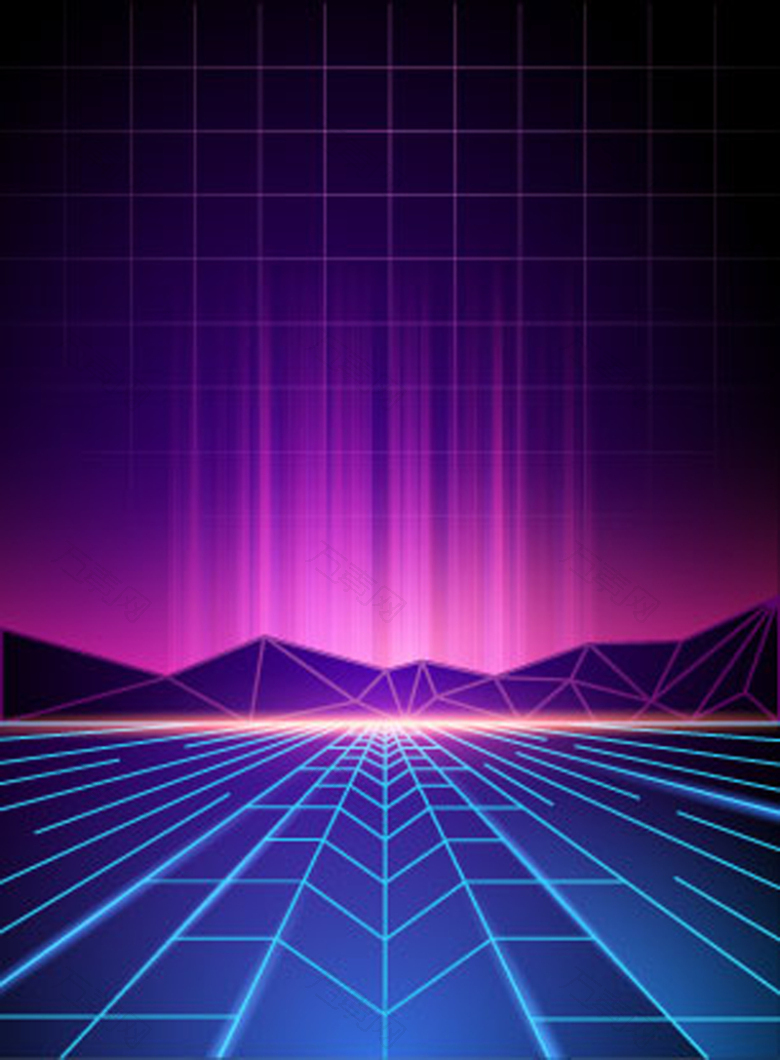 炫酷光效光线紫色商务科技海报背景图