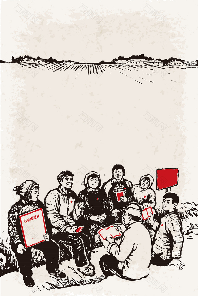 复古农民红旗人民中国文化海报背景素材