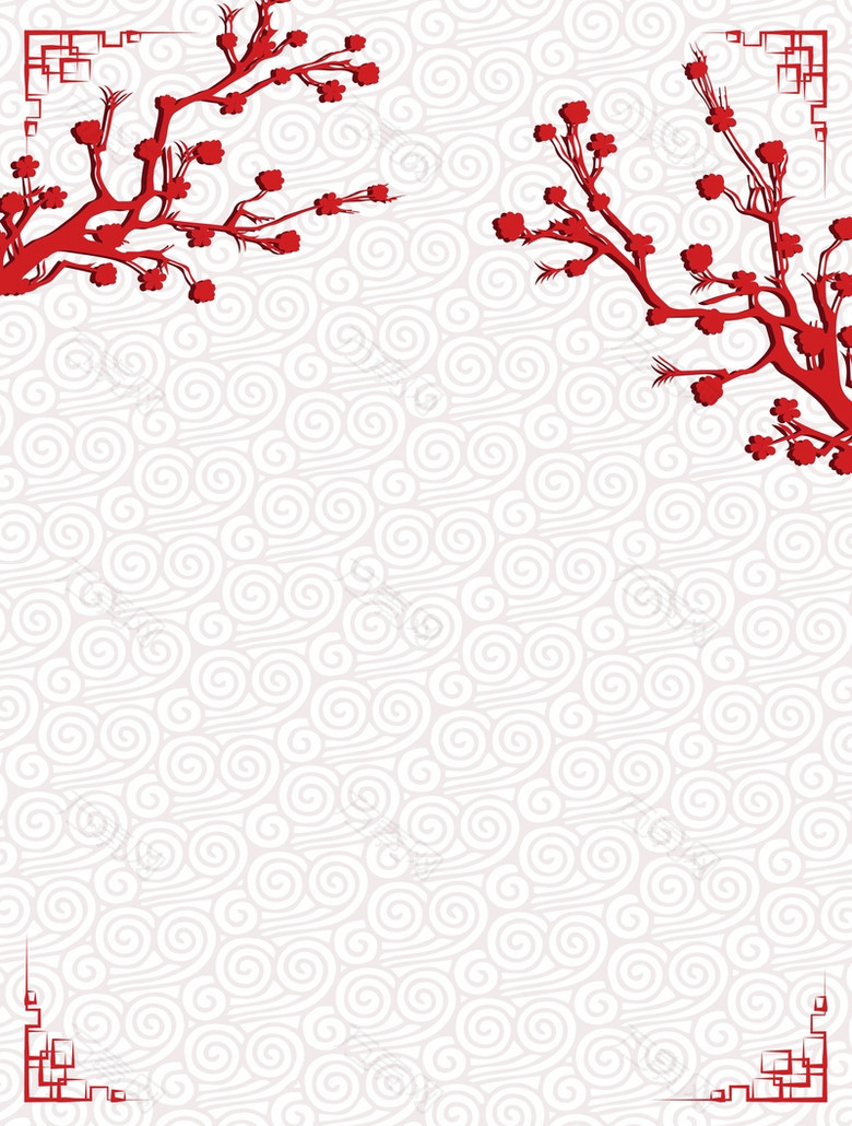 矢量中国风古典剪纸梅花背景素材