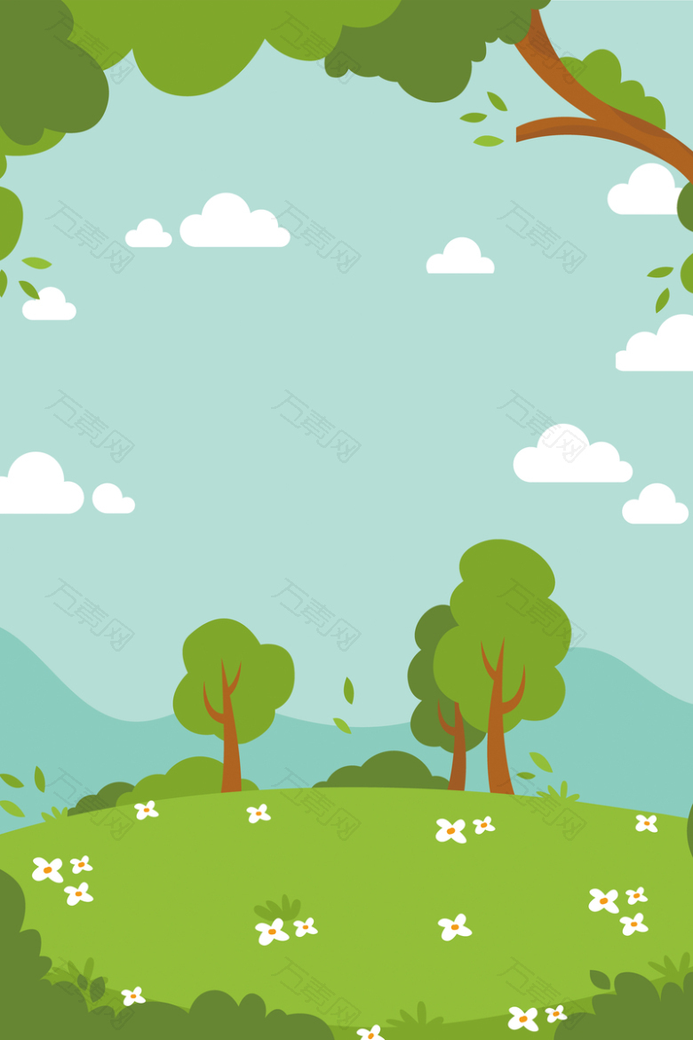 绿色天空下的树木背景素材