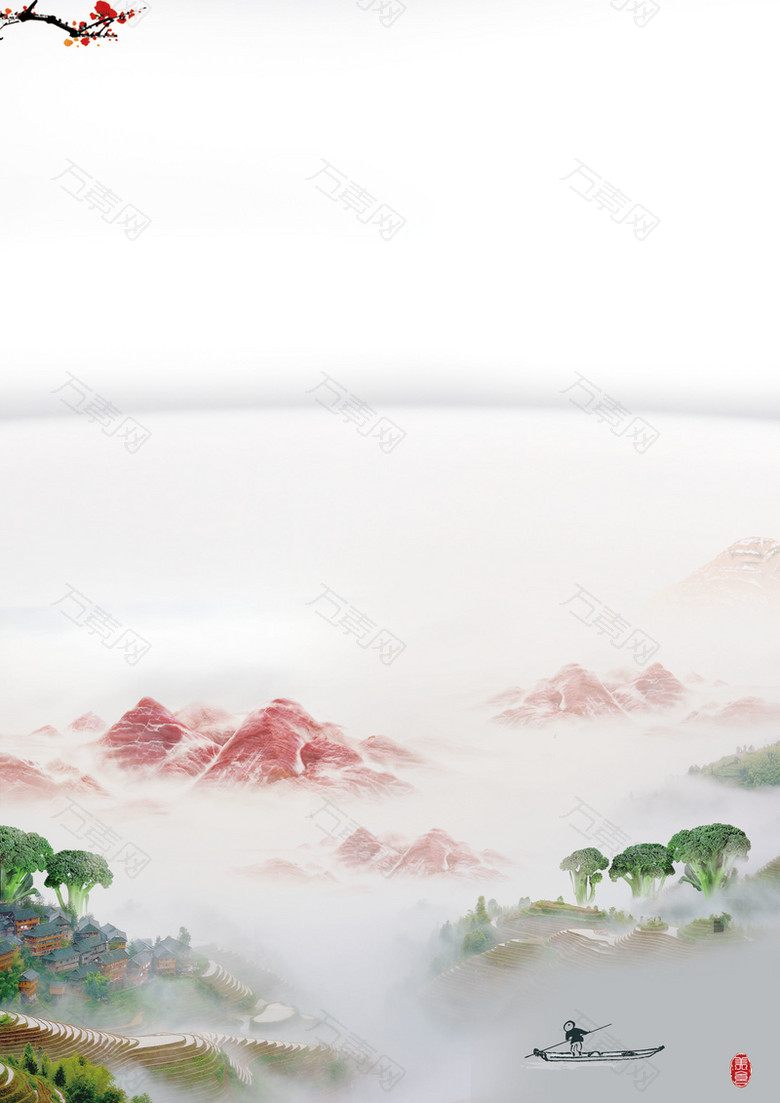 山里雾里海报背景素材